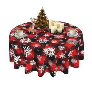 60 Inch Round Tablecloth Waterproof Anti-Wrinkle Polyester Kitchen Dining